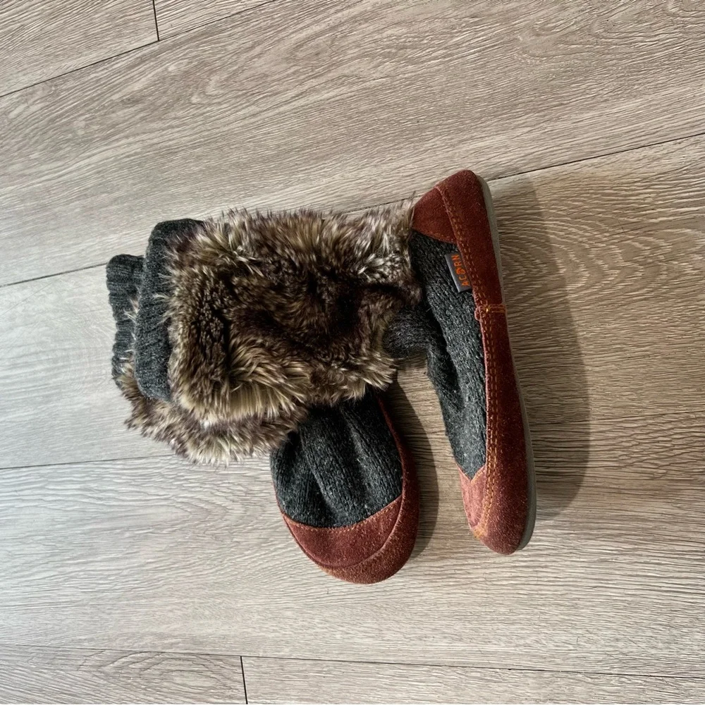 Acorn Unisex Brown Fur Slouch Boot Socks Toddler 1-2 Boho Tribal